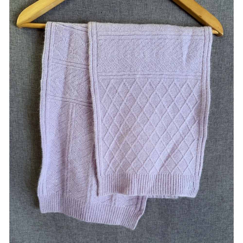 Lauren Ralph Lauren LambsWool Rabbit Hair Cable Knit Scarf Lavender Purple